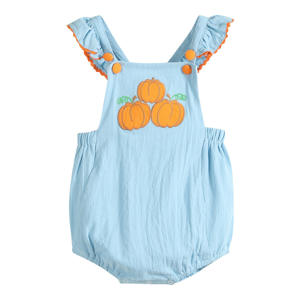 Blue Pumpkin Bubble Ruffle Romper - Lil Cactus