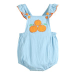 Blue Pumpkin Bubble Ruffle Romper - Lil Cactus