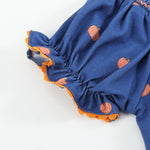 Blue Pumpkin Print Knit Smocked Bishop Dress - Lil Cactus