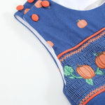 Blue Pumpkin Print Knit Smocked Longalls - Lil Cactus