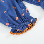 Blue Pumpkin Print Knit Smocked Playsuit - Lil Cactus
