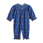 Blue Pumpkin Print Knit Smocked Playsuit - Lil Cactus