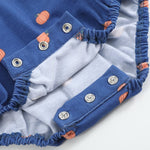 Blue Pumpkin Print Knit Smocked Romper - Lil Cactus