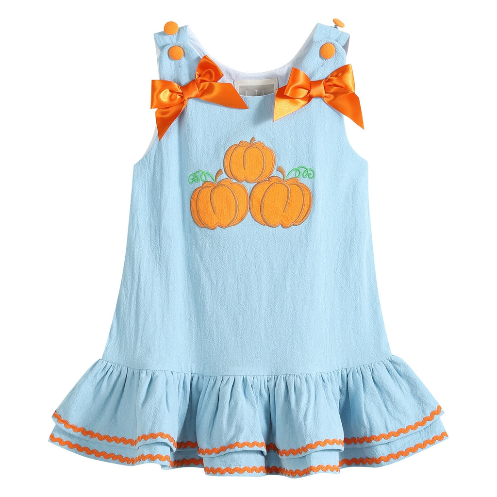 Blue Pumpkin Ruffle Dress - Lil Cactus