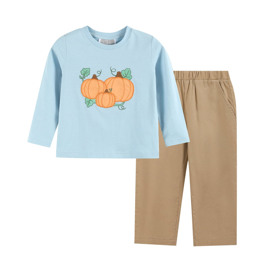 Blue Pumpkin Shirt and Brown Pants Set - Lil Cactus