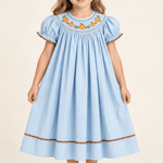 Blue Pumpkin Smocked Bishop Dress for Girls - Lil Cactus
