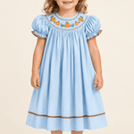 Blue Pumpkin Smocked Bishop Dress for Girls - Lil Cactus