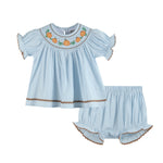 Blue Pumpkin Smocked Dress and Bloomers Set - Lil Cactus