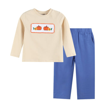 Blue Pumpkin Sunflower Smocked Shirt and Pants Set - Lil Cactus