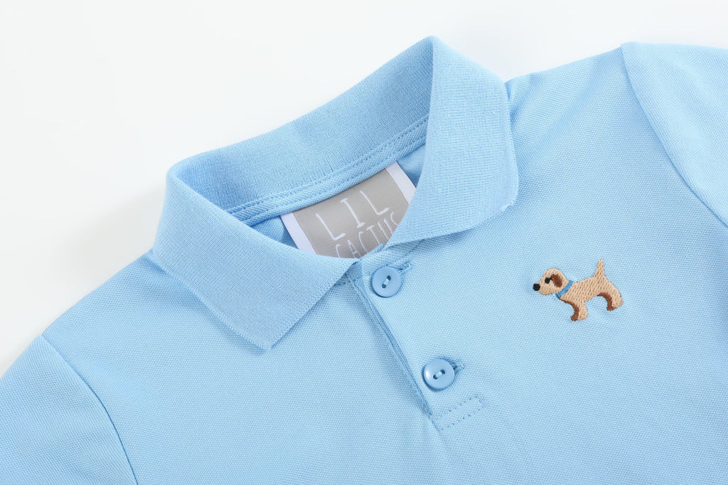 Blue Puppy Golf Shirt - Lil Cactus