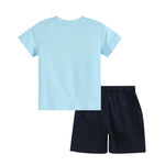 Blue & Red Turtle Smocked Applique Crewneck Tee & Navy Shorts - Lil Cactus