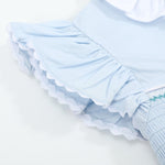 Blue Ruffled Crosses Smocked Dress - Lil Cactus