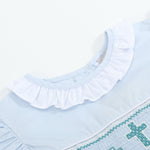 Blue Ruffled Crosses Smocked Dress - Lil Cactus