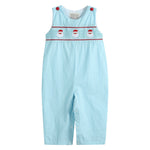 Blue Santa Smocked Overalls - Lil Cactus