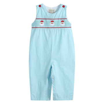 Blue Santa Smocked Overalls - Lil Cactus