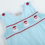 Blue Santa Smocked Overalls - Lil Cactus