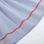 Blue Seersucker Baseball Smocked Bishop Dress - Lil Cactus