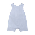 Blue Seersucker Baseball Smocked Shortalls - Lil Cactus