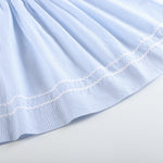 Blue Seersucker Easter Bunny Smocked Bishop Dress - Lil Cactus