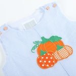 Blue Seersucker Pumpkin Shortalls - Lil Cactus
