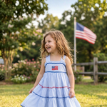 Blue Seersucker USA Flag Layered Sundress - Lil Cactus