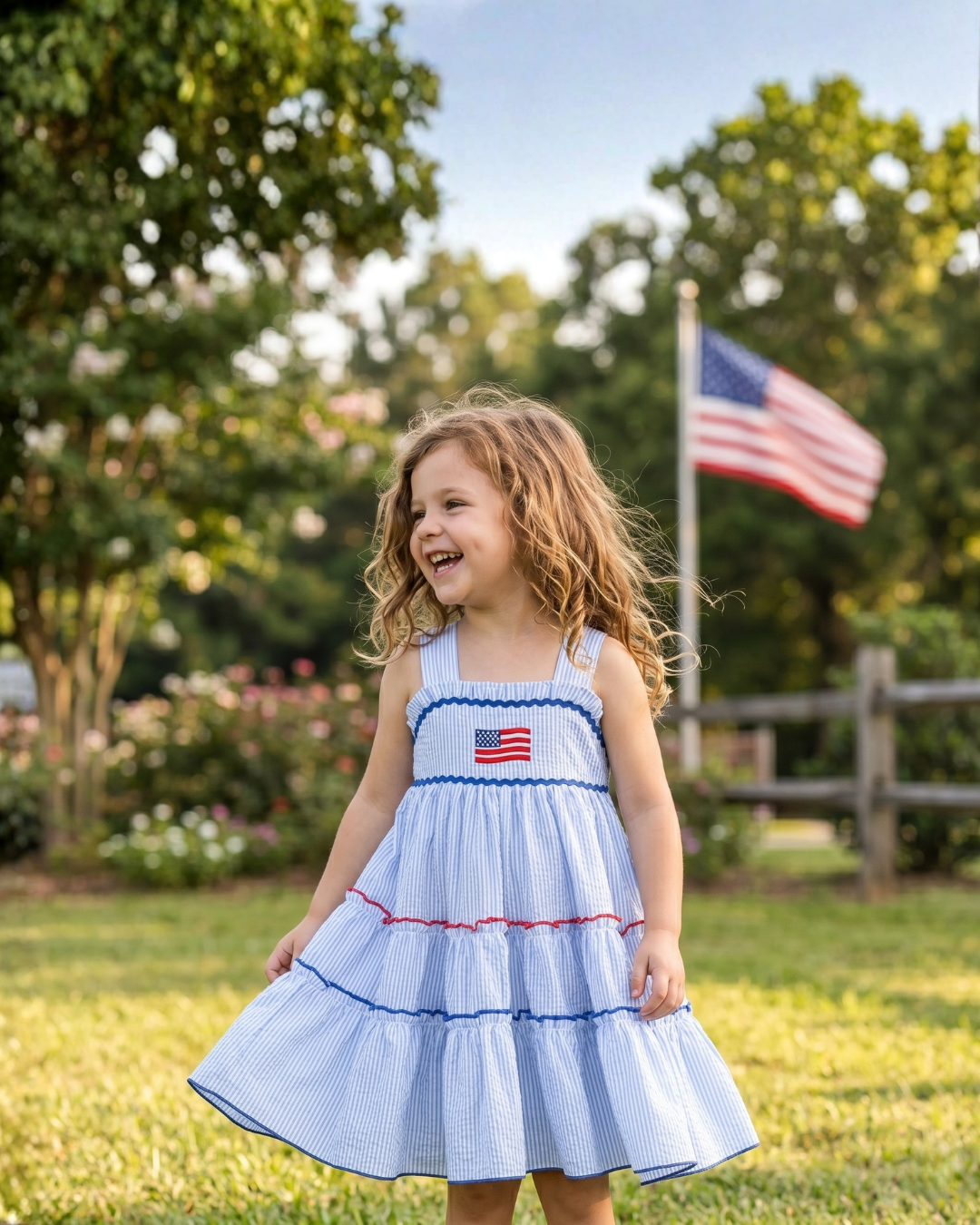 Blue Seersucker USA Flag Layered Sundress – Lil Cactus