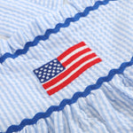 Blue Seersucker USA Flag Layered Sundress - Lil Cactus