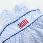Blue Seersucker USA Flag Layered Sundress - Lil Cactus