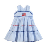 Blue Seersucker USA Flag Layered Sundress - Lil Cactus