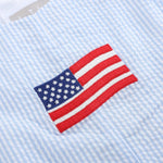 Blue Seersucker USA Flag Shortalls - Lil Cactus