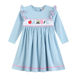 Blue Smocked Knit ABC School Dress - Lil Cactus