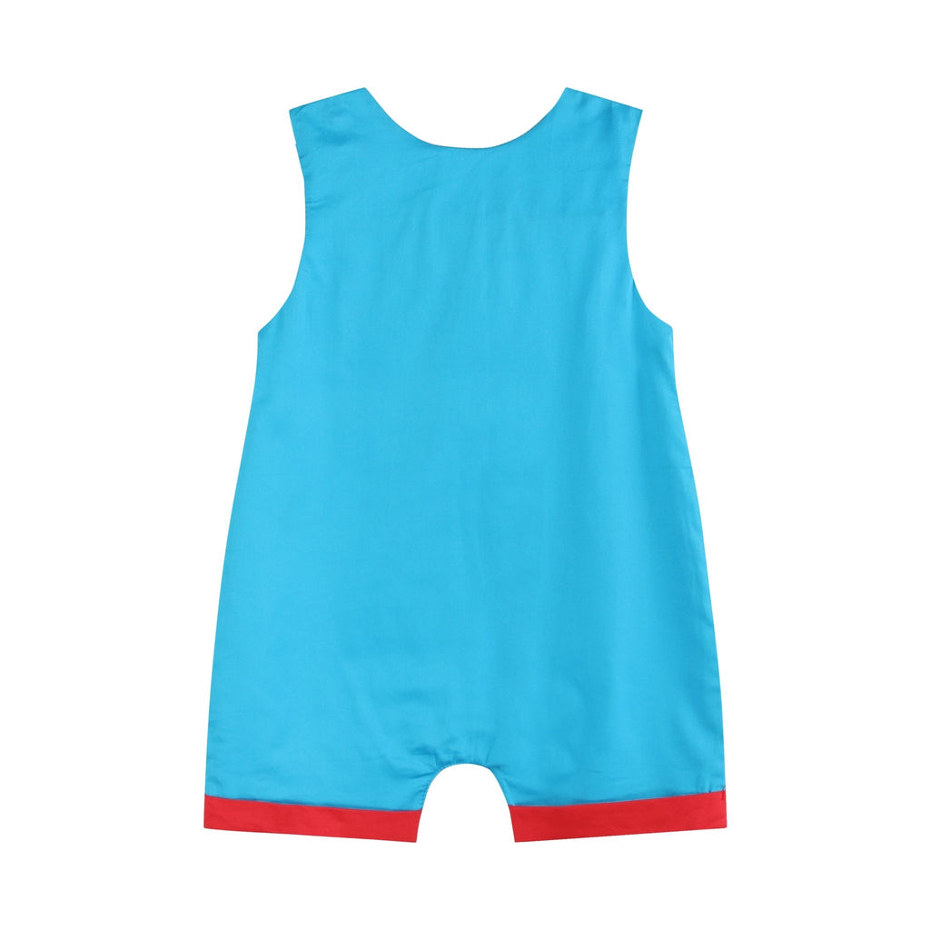 Blue Tractor Applique Shortalls - Lil Cactus