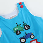 Blue Tractor Applique Shortalls - Lil Cactus