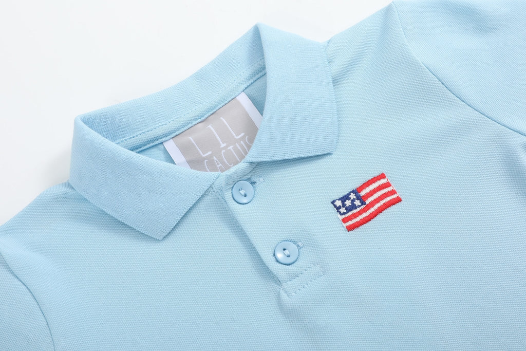 Blue USA Flag Polo Shirt - Lil Cactus