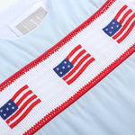 Blue USA Flag Smocked Shortalls - Lil Cactus