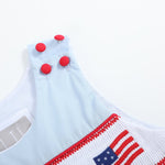 Blue USA Flag Smocked Shortalls - Lil Cactus