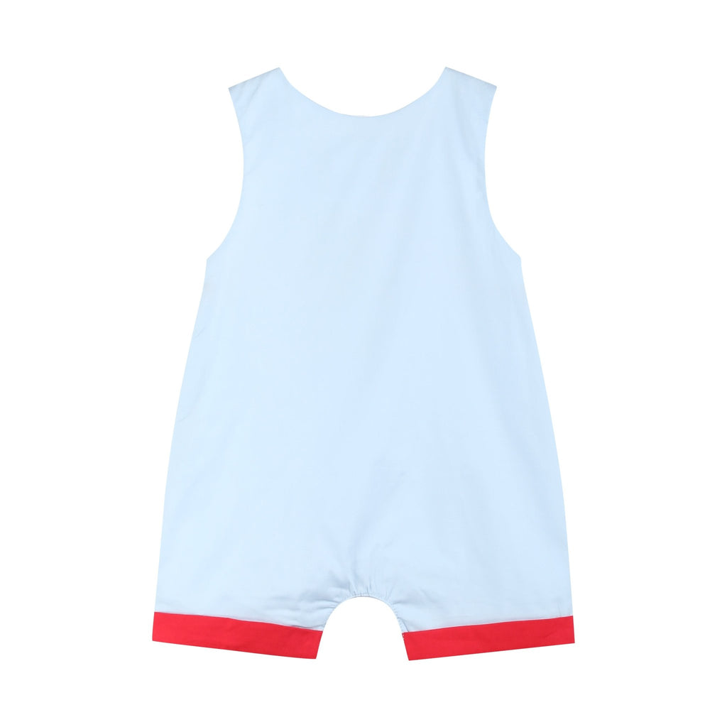 Blue USA Flag Smocked Shortalls - Lil Cactus