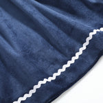 Blue Velvet Silver Bows Smocked Ruffle Bishop Dress - Lil Cactus