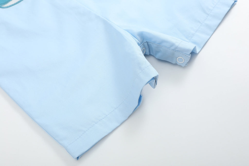 Blue Whale Applique Shortalls - Lil Cactus