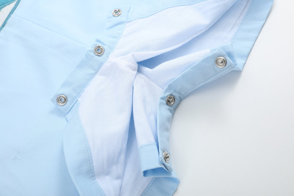 Blue Whale Applique Shortalls - Lil Cactus