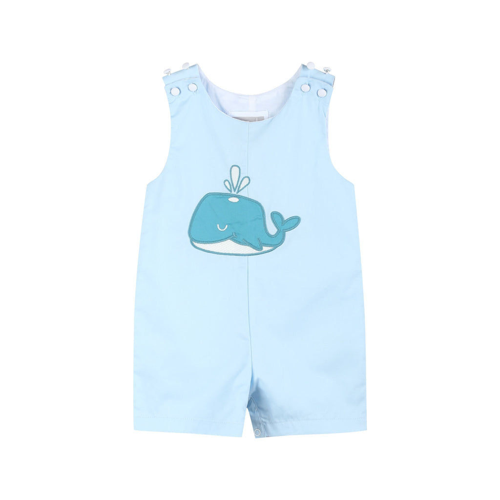 Blue Whale Applique Shortalls - Lil Cactus