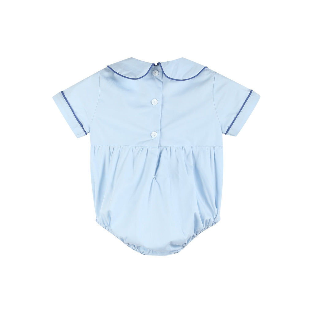 Blue Whale Smocked Collared Bubble Romper - Lil Cactus