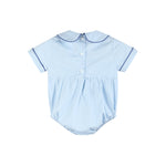Blue Whale Smocked Collared Bubble Romper - Lil Cactus