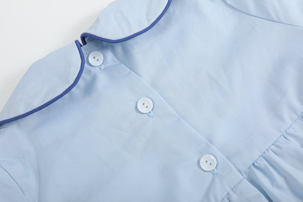 Blue Whale Smocked Collared Bubble Romper - Lil Cactus