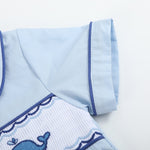 Blue Whale Smocked Collared Bubble Romper - Lil Cactus