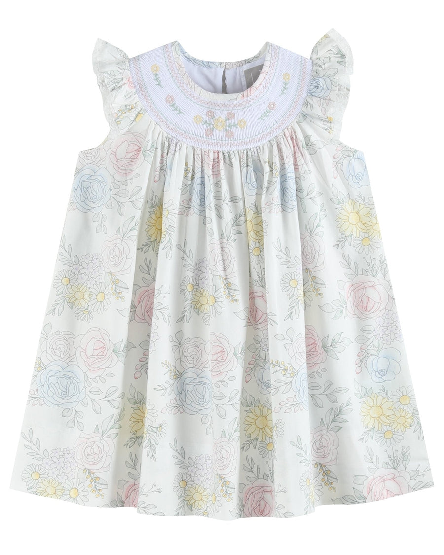 Bouquet Floral Smocked Bishop Dress - Lil Cactus