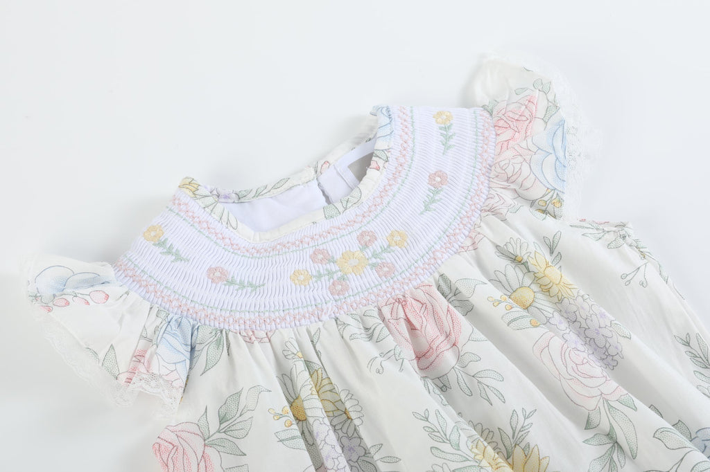 Bouquet Floral Smocked Flutter Romper - Lil Cactus
