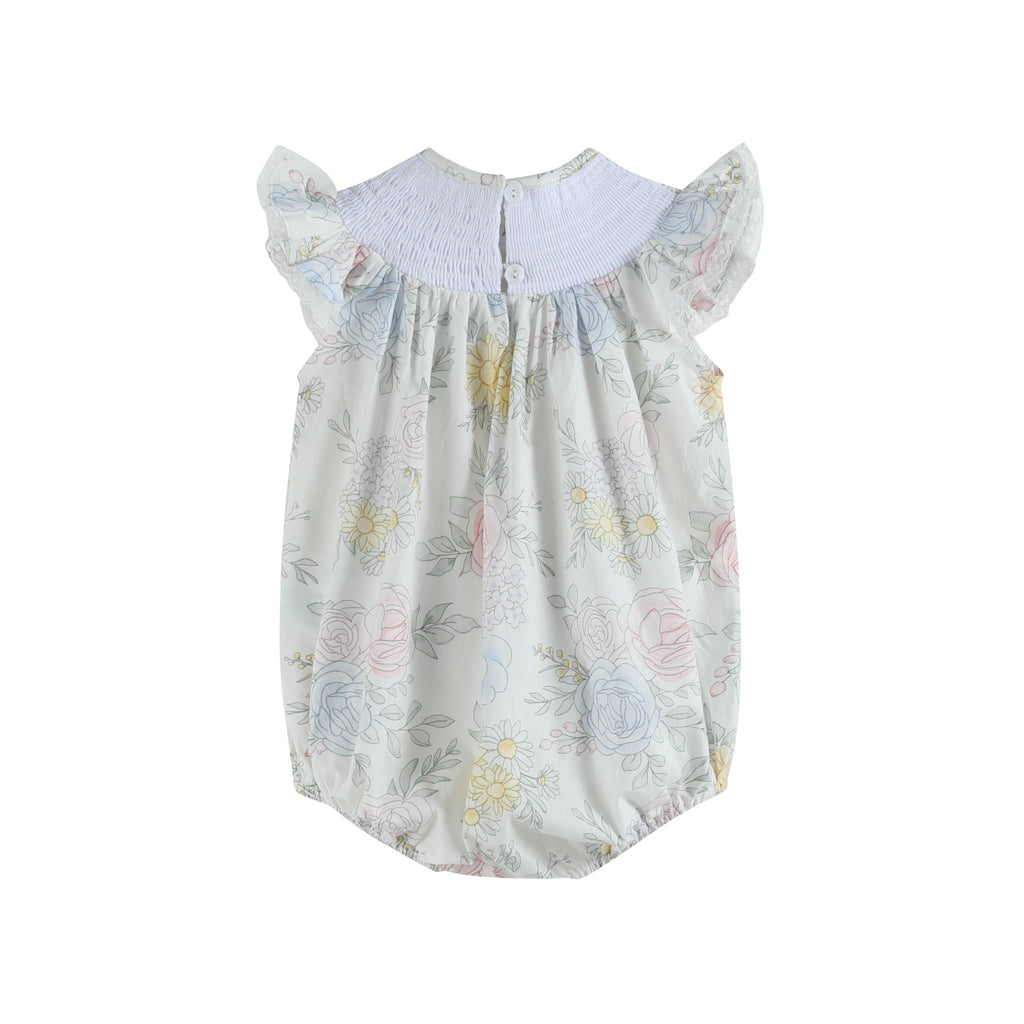 Bouquet Floral Smocked Flutter Romper - Lil Cactus