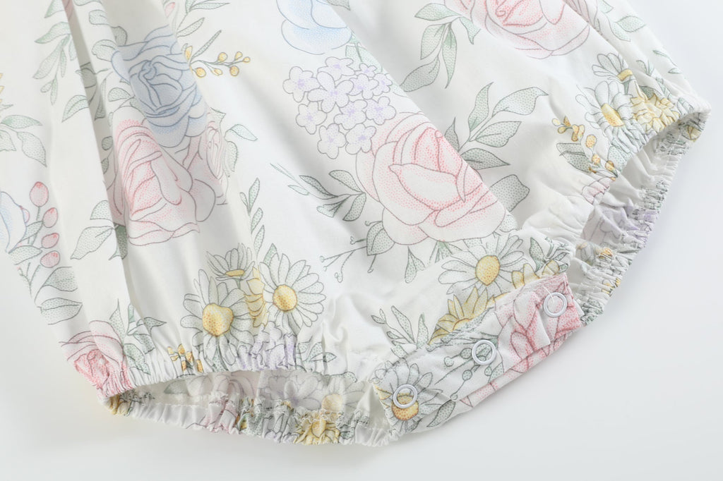 Bouquet Floral Smocked Flutter Romper - Lil Cactus