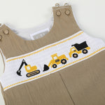 Brown Construction Smocked Overalls - Lil Cactus